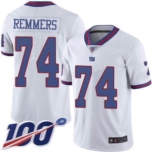 Men New York Giants #74 Mike Remmers Limited White Rush Vapor Untouchable 100th Season Football NFL Jersey